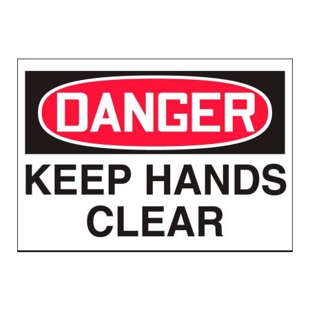 Accuform Accuform Danger Keep Hands Clear Label, 5"W x 3-1/2"H, Dura-Vinyl, 1/Each LEQM279XVE